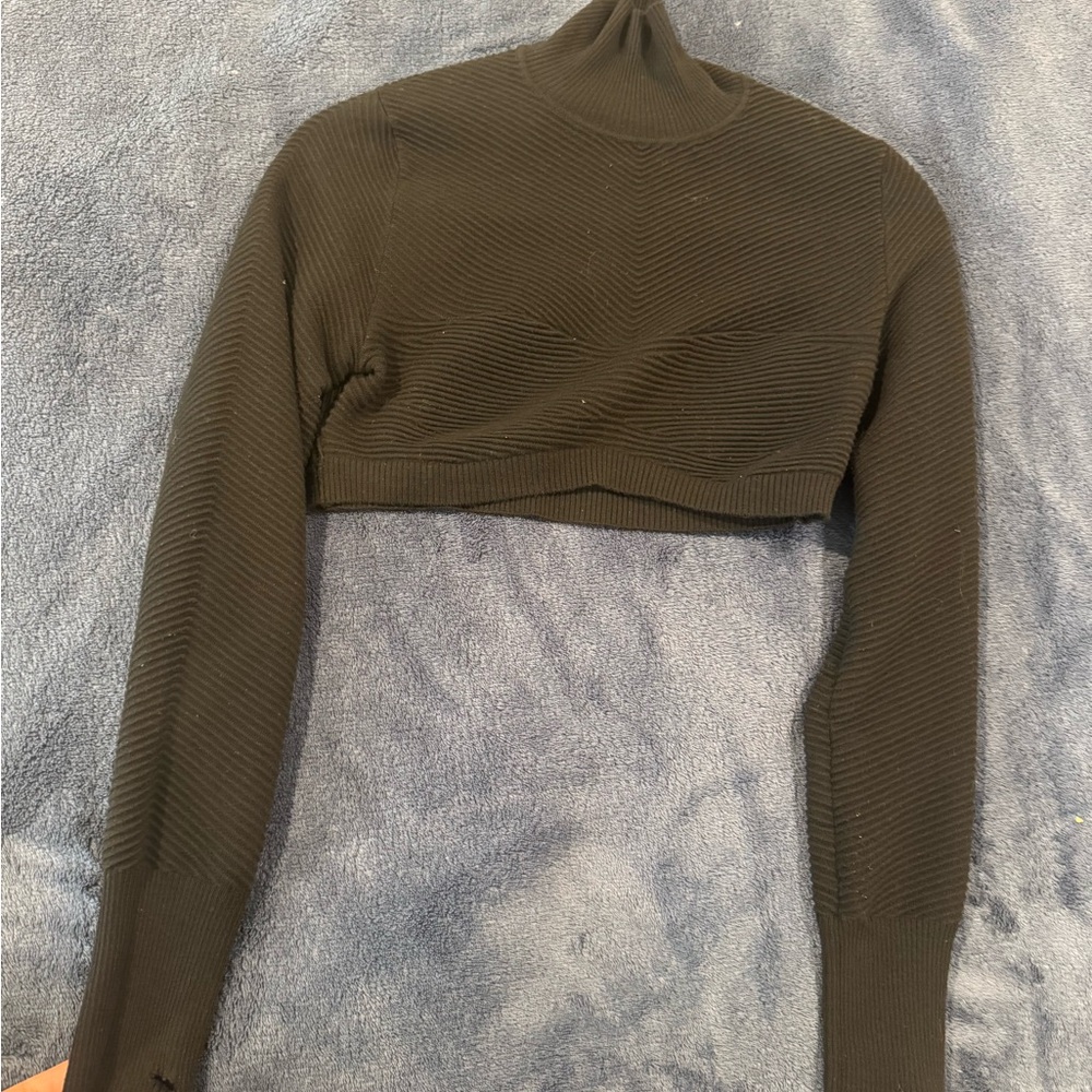BCBGMaxAzria Black Ribbed Crop Top